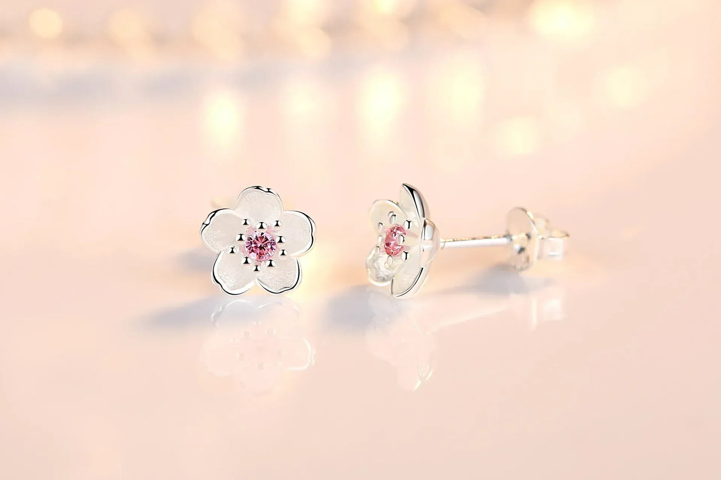 Pendientes Botón Flor con Zirconios