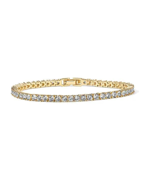 Pulsera Tenis Dorada con Cristales Brillantes