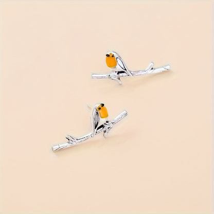 Pendientes Dibujo Pájaro en Plata
