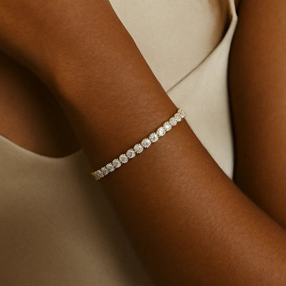 Pulsera Tenis Chapada en Oro con Moissanite