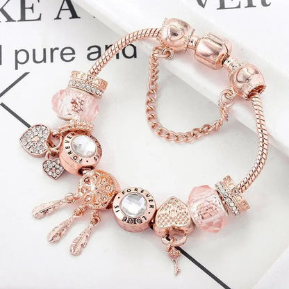Pulsera Atrapasueños Rosa con Charms Plata