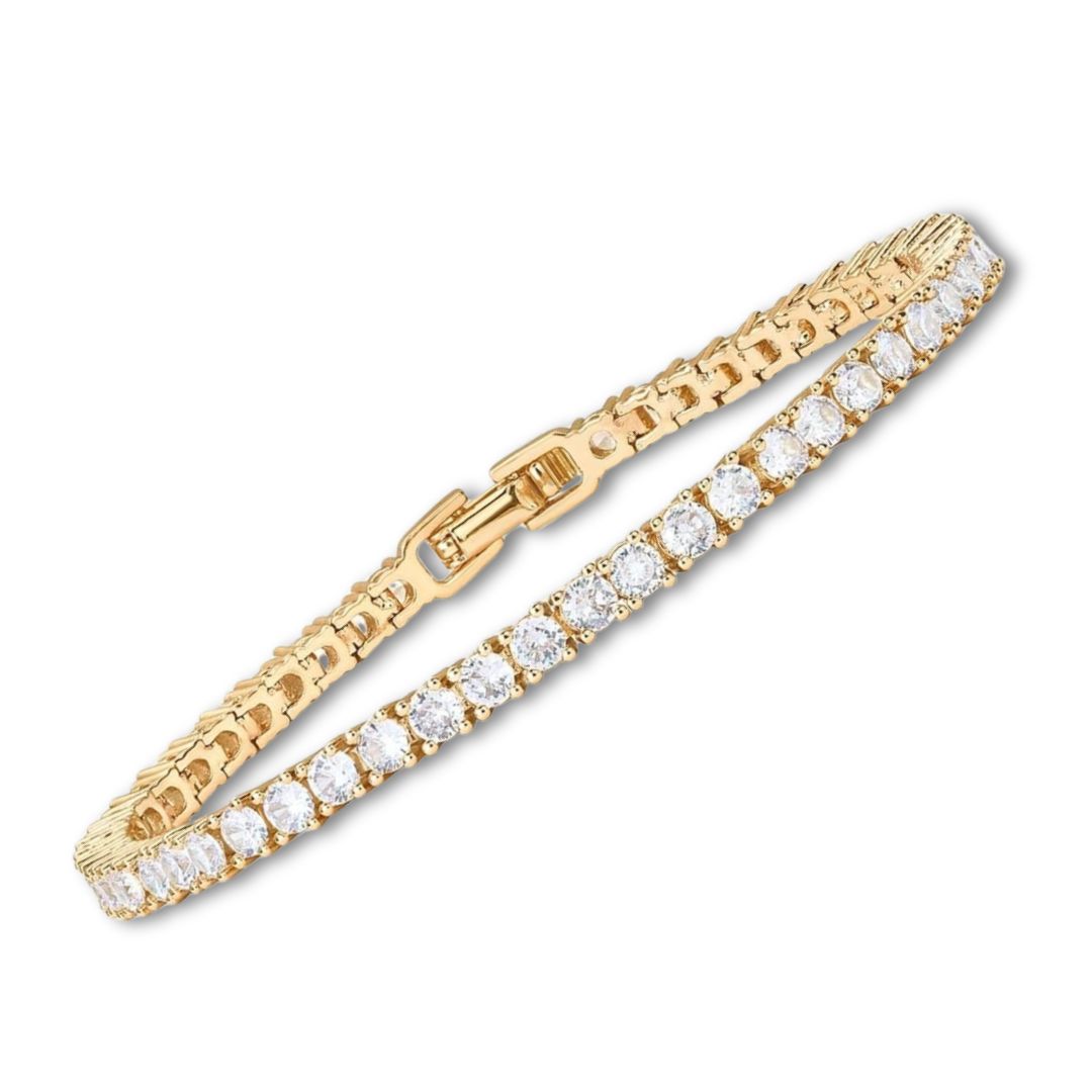Pulsera Tenis Chapada en Oro con Moissanite