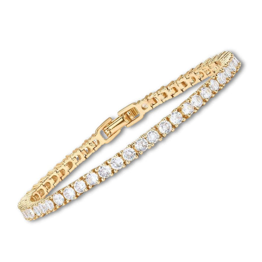 Pulsera Tenis Chapada en Oro con Moissanite