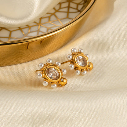 Pendientes Sofisticados Oro con Perla