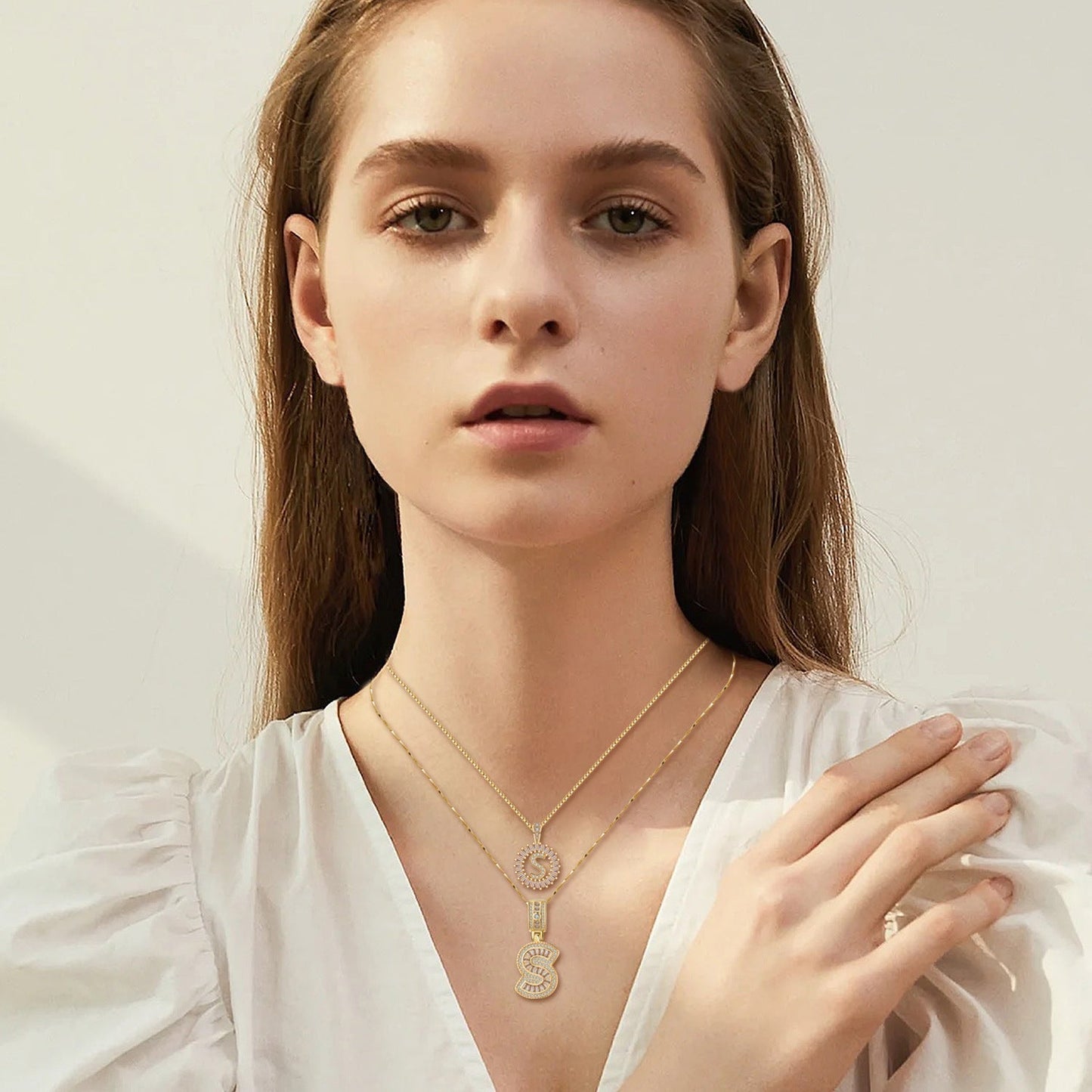 Set de Collares con Inicial en Moissanite