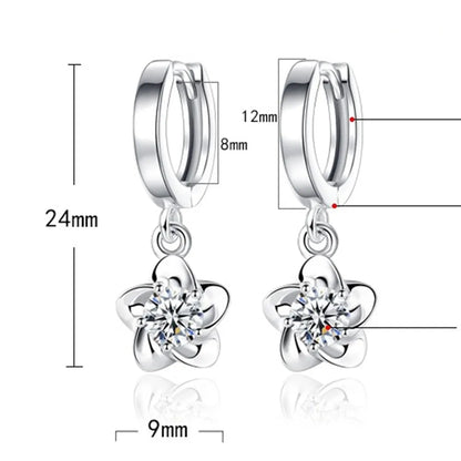Pendientes Plata Sterling Zirconios Violeta y Blanco