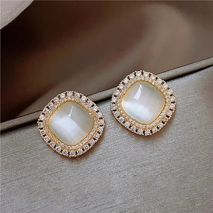 Pendientes Chic Cuadrados Ópalo y Zirconios