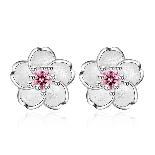 Pendientes Botón Flor con Zirconios