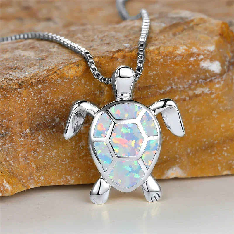 Colgante Tortuga Ópalo de Fuego Verde Vintage Oro