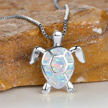 Colgante Tortuga Ópalo de Fuego Verde Vintage Oro