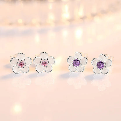 Pendientes Botón Flor con Zirconios