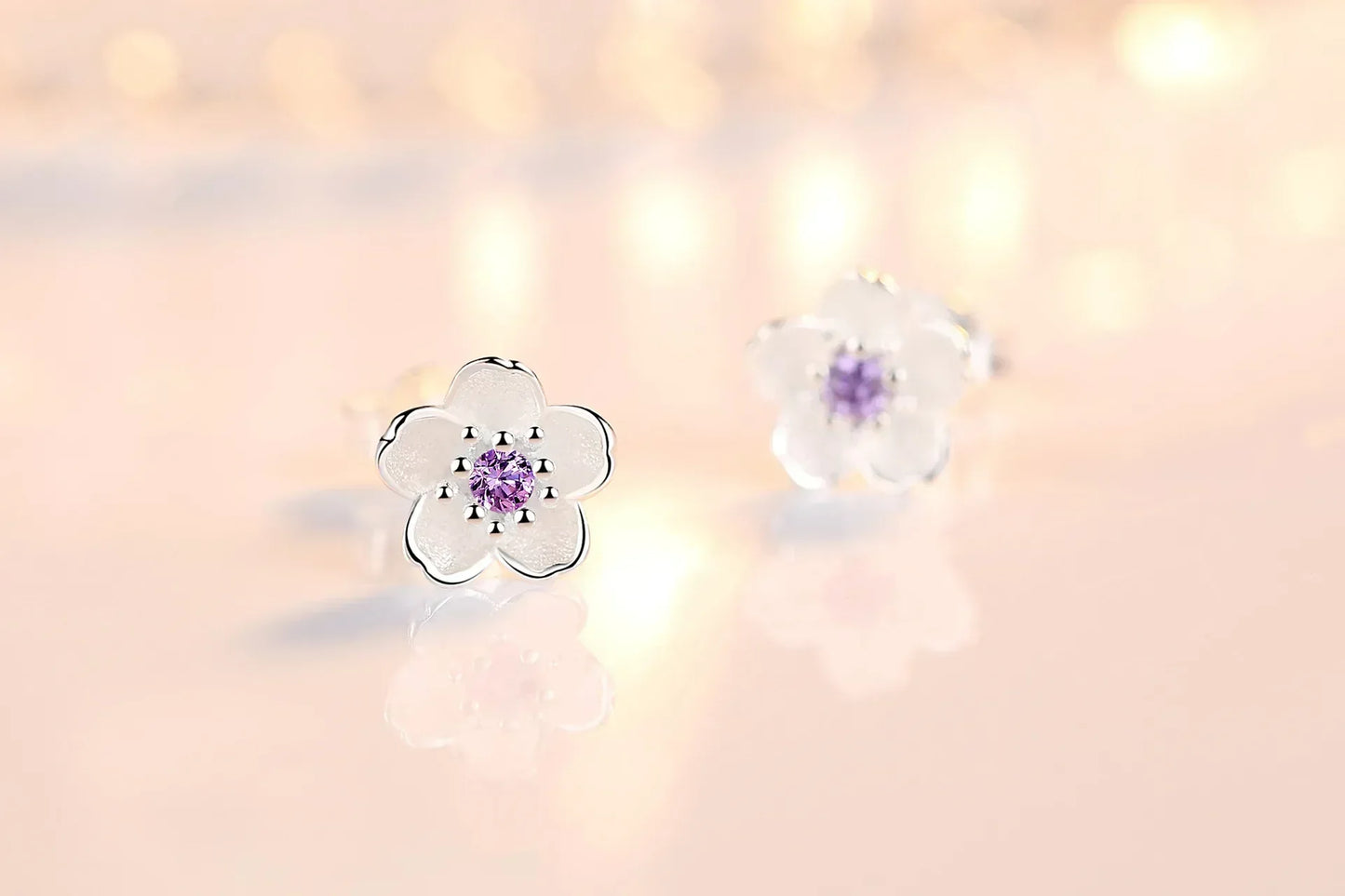 Pendientes Botón Flor con Zirconios