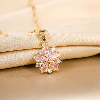 Collar Sakura Rosa Romántico en Acero