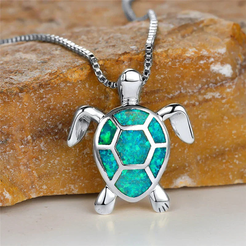 Colgante Tortuga Ópalo de Fuego Verde Vintage Oro