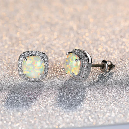 Pendientes Plata con Ópalo de Fuego Blanco