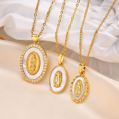 Collar Colgante Oval de la Virgen en Oro