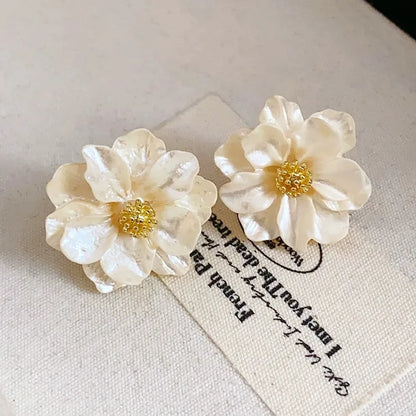 Pendientes Botón Chic Acrílico Blanco