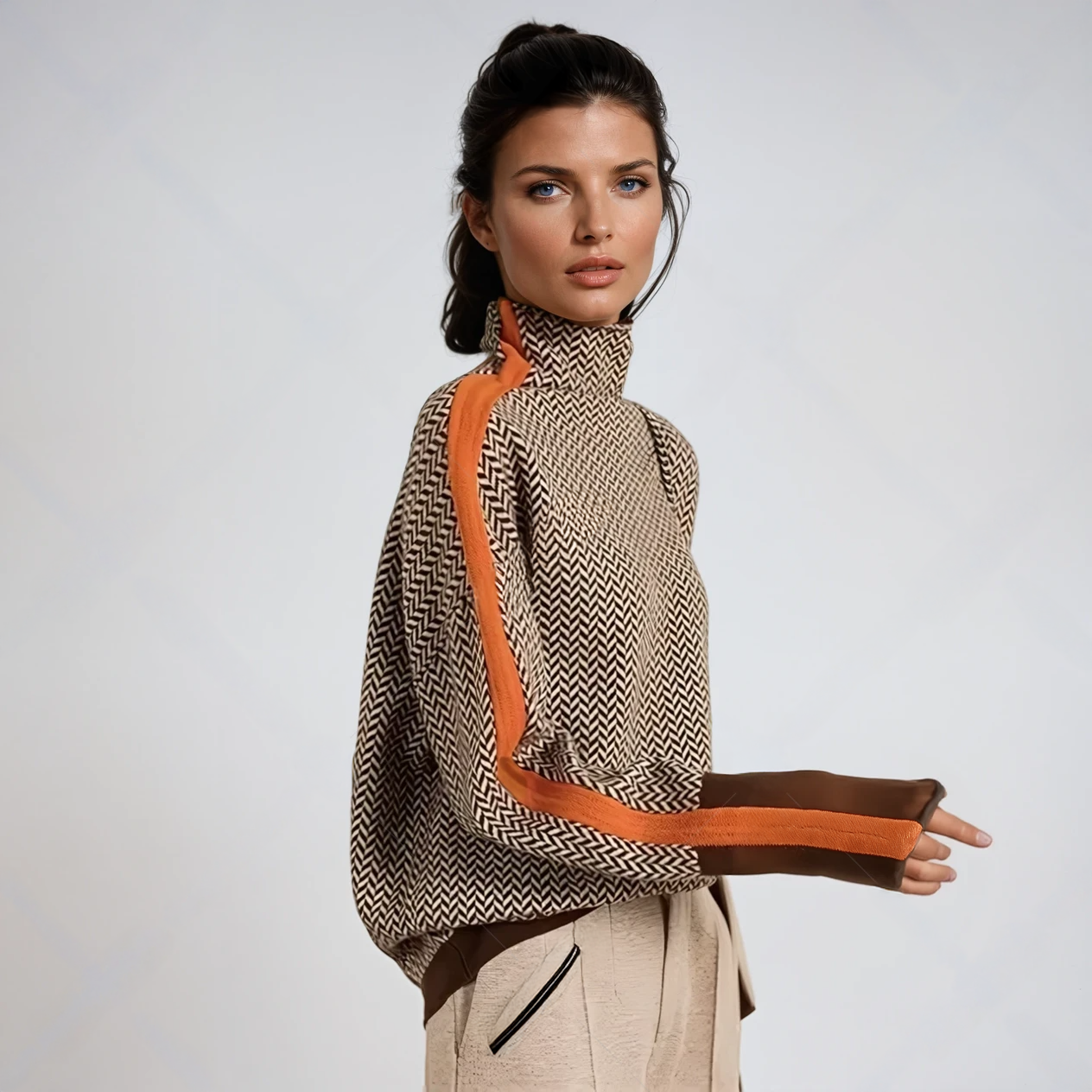 Vanessa | Jersey de cuello alto con llamativas rayas