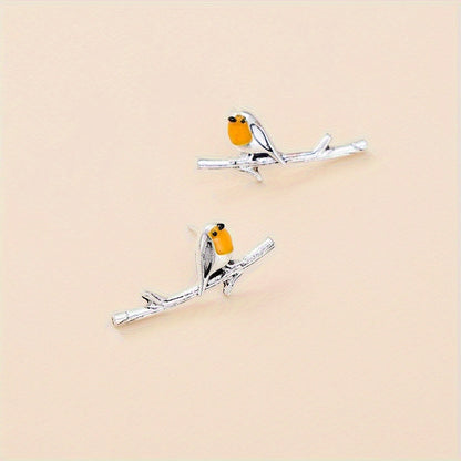 Pendientes Dibujo Pájaro en Plata