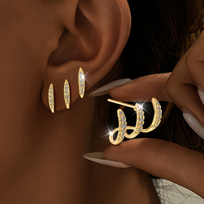 Pendientes Elegantes Strass Tres Garras