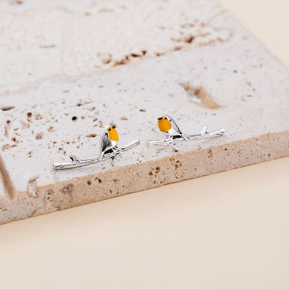Pendientes Dibujo Pájaro en Plata