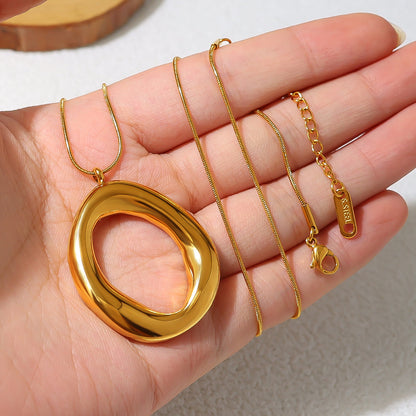 Collar Oval Dorado Chapado en Oro