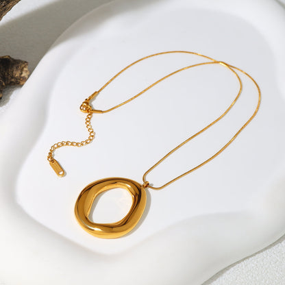 Collar Oval Dorado Chapado en Oro