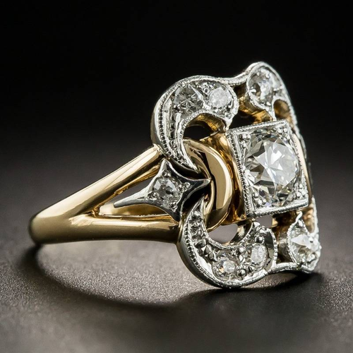 Anillo Clásico Oro con Circonia Vintage